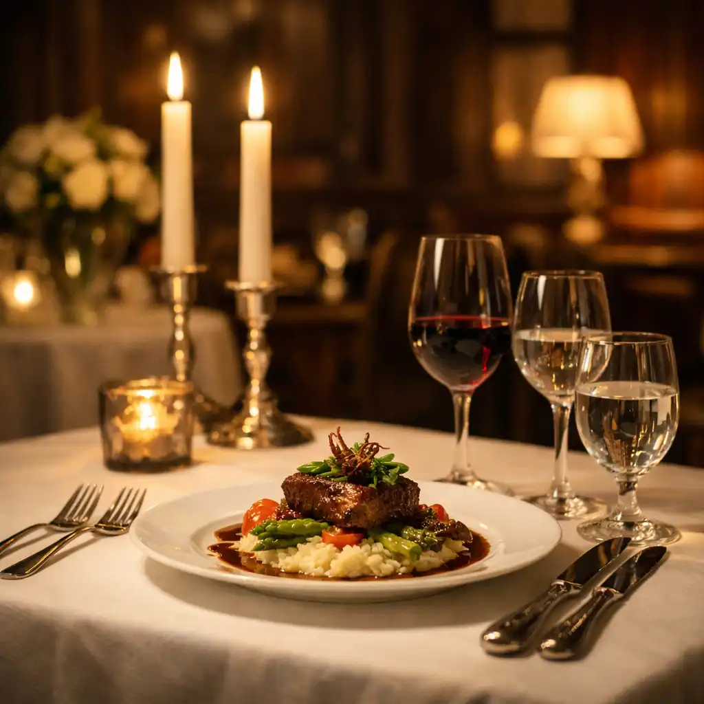 Elegancko nakryty stół w restauracji Grand Stay House
